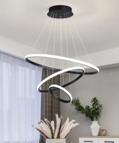 Black 3 Ring Pendant Light